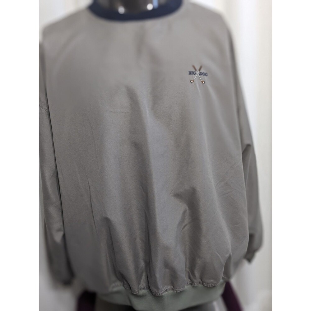 Big Dogs Golf Windbreaker Size Medium Tan Long Sleeves Pockets Lined *Flaw